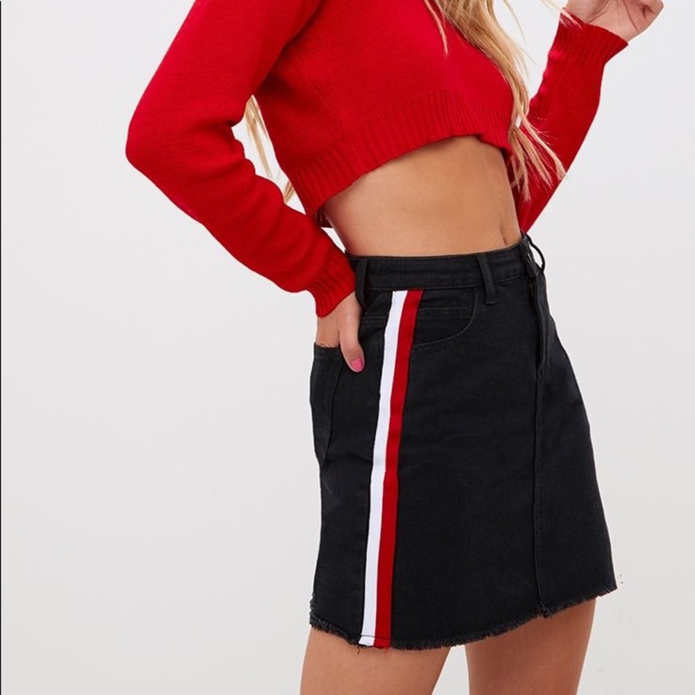 Dark Stripe Denim Skirt  Pretty Little Thing